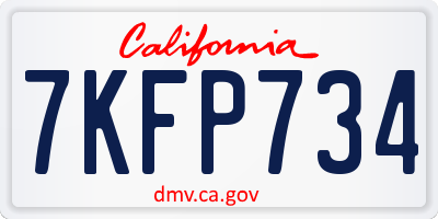 CA license plate 7KFP734
