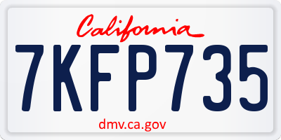 CA license plate 7KFP735
