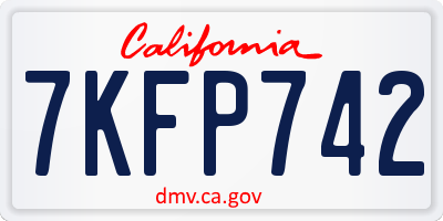 CA license plate 7KFP742
