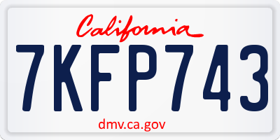 CA license plate 7KFP743