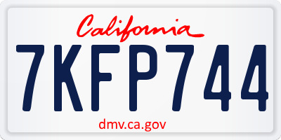 CA license plate 7KFP744