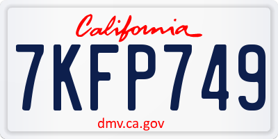 CA license plate 7KFP749