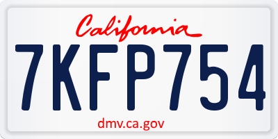 CA license plate 7KFP754