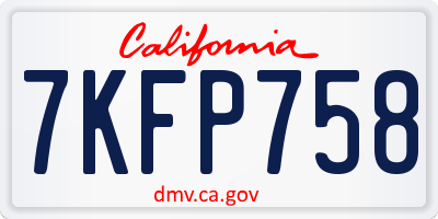 CA license plate 7KFP758