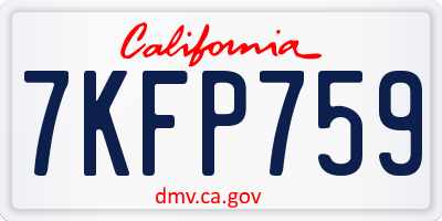CA license plate 7KFP759