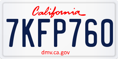 CA license plate 7KFP760