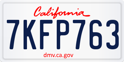 CA license plate 7KFP763