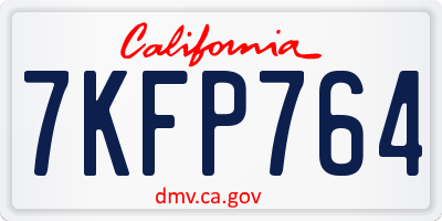 CA license plate 7KFP764