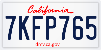 CA license plate 7KFP765