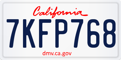 CA license plate 7KFP768