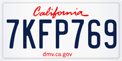 CA license plate 7KFP769