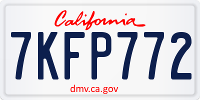 CA license plate 7KFP772