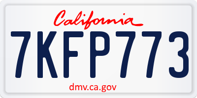 CA license plate 7KFP773