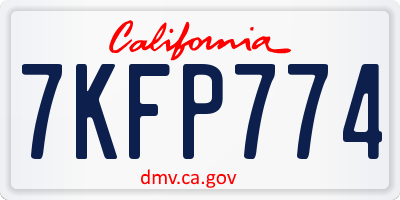 CA license plate 7KFP774