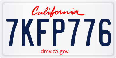 CA license plate 7KFP776