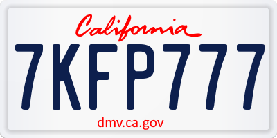 CA license plate 7KFP777