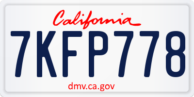 CA license plate 7KFP778