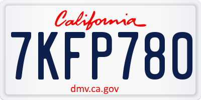 CA license plate 7KFP780