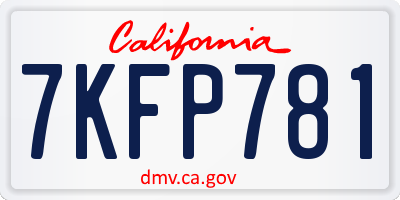 CA license plate 7KFP781