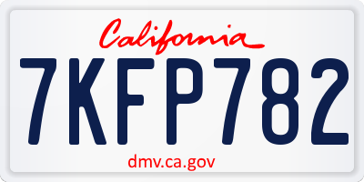 CA license plate 7KFP782