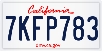 CA license plate 7KFP783