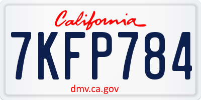 CA license plate 7KFP784