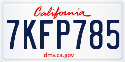 CA license plate 7KFP785