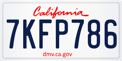 CA license plate 7KFP786