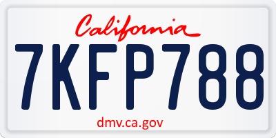 CA license plate 7KFP788