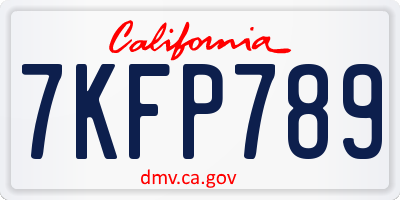 CA license plate 7KFP789