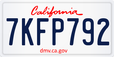 CA license plate 7KFP792