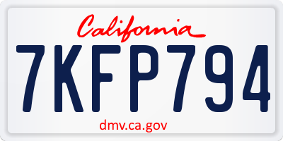CA license plate 7KFP794