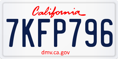 CA license plate 7KFP796