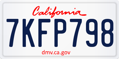 CA license plate 7KFP798