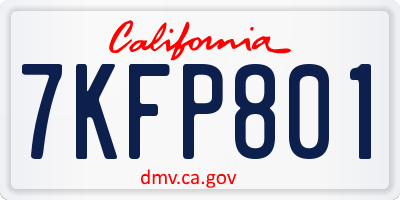 CA license plate 7KFP801