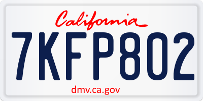 CA license plate 7KFP802