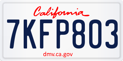 CA license plate 7KFP803