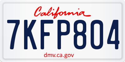 CA license plate 7KFP804