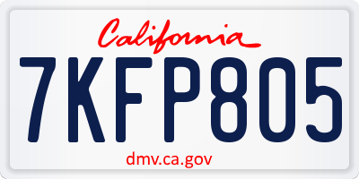 CA license plate 7KFP805