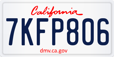 CA license plate 7KFP806