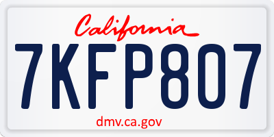 CA license plate 7KFP807