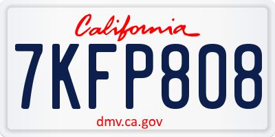 CA license plate 7KFP808