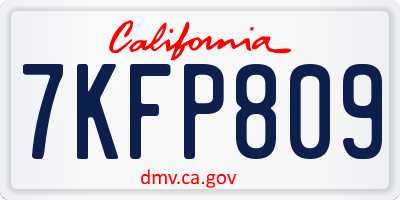 CA license plate 7KFP809