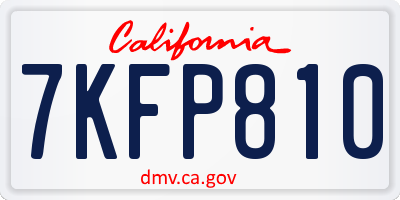 CA license plate 7KFP810