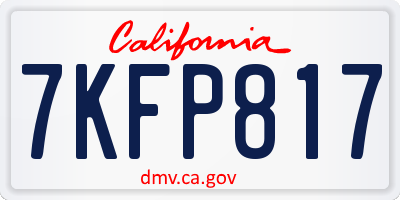 CA license plate 7KFP817