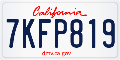 CA license plate 7KFP819
