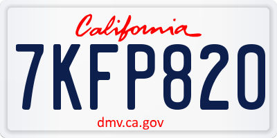 CA license plate 7KFP820