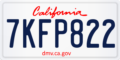 CA license plate 7KFP822