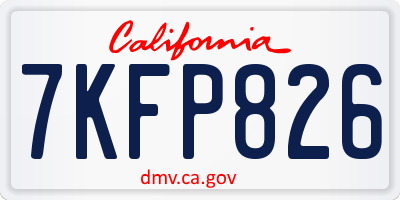 CA license plate 7KFP826