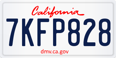 CA license plate 7KFP828